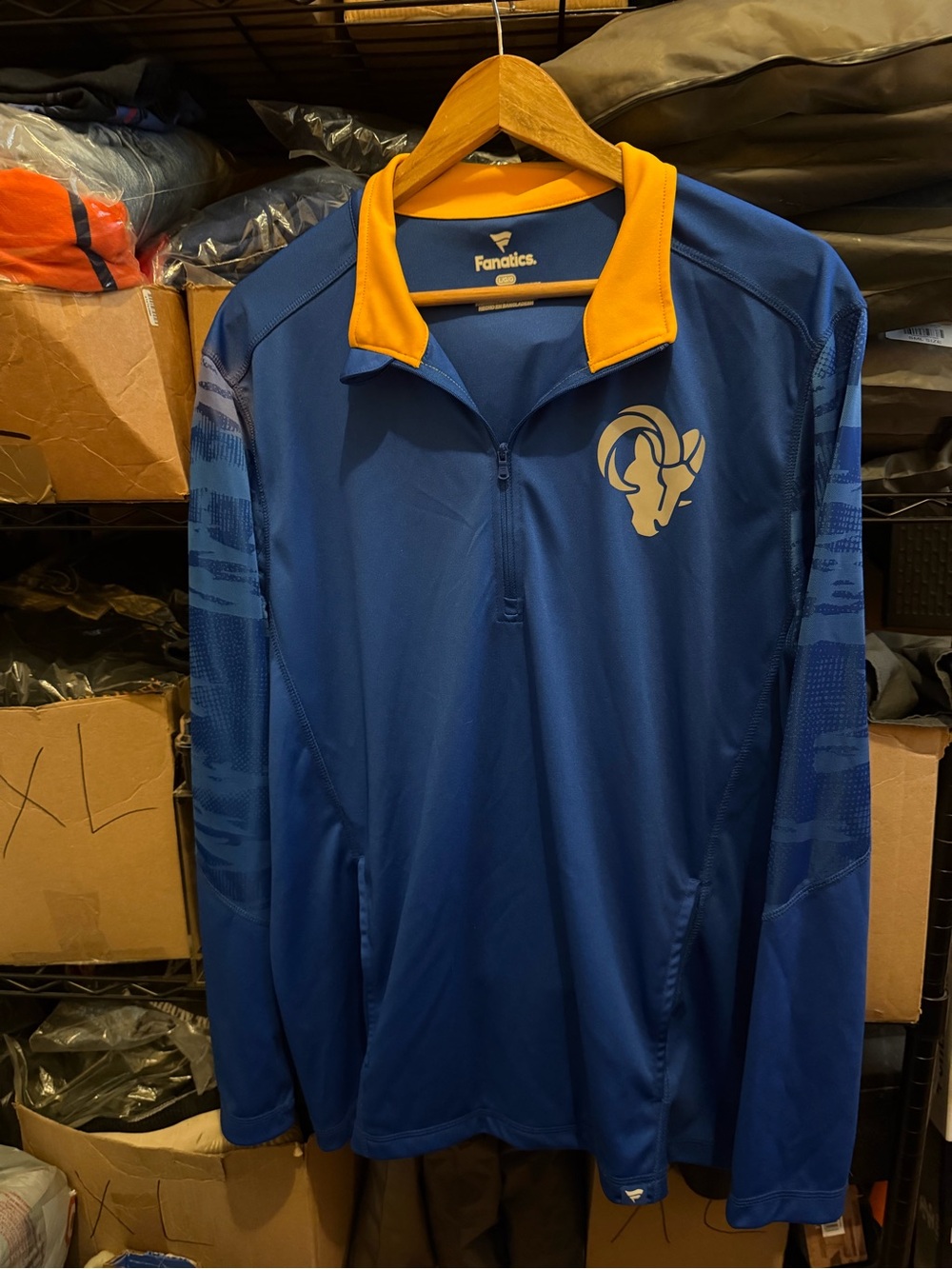 Fanatics Los Angeles Rams Navy & Gold Quarter-Zip Pullover Size Large